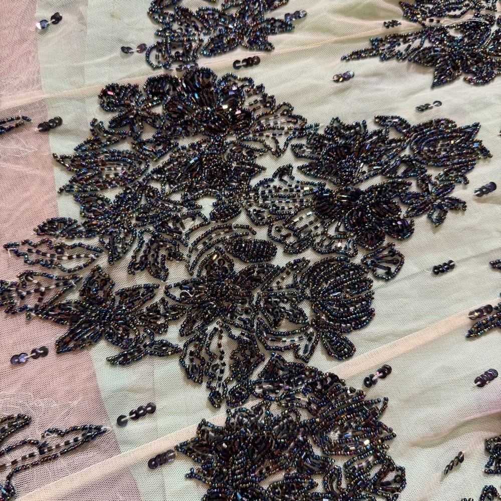 Vintage Y2K 100% Silk Beaded Dress Vintage Beaded Dress Mesh Vintage Prom Dress - Picture 4 of 17